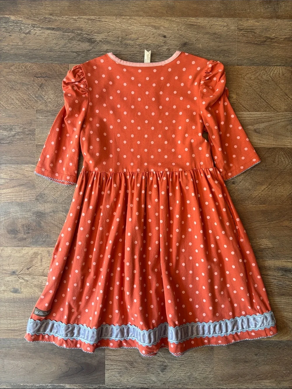Matilda Jane Orange Blue Polka Dot Dress size 6